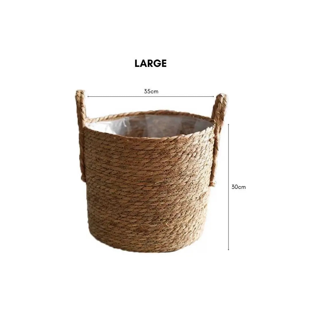 Norea Hand Made Seagrass Woven Plant Basket-Speckled Space