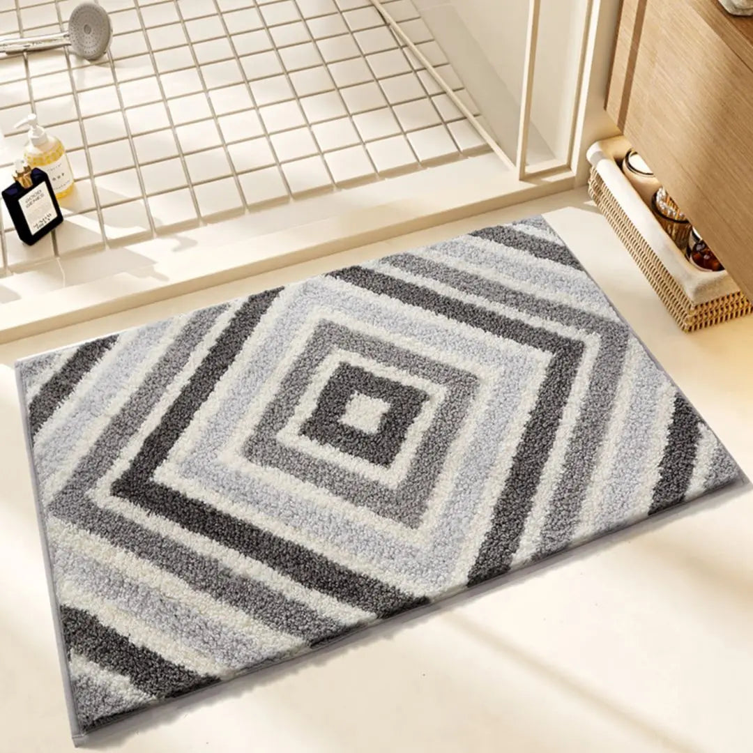Grey Geo Bath Mat-Speckled Space