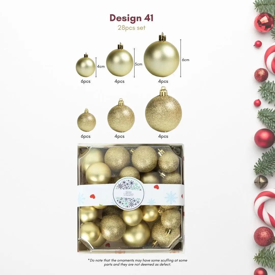 28pcs Set Gold Christmas Hanging Baubles Ornament (D41)-Speckled Space