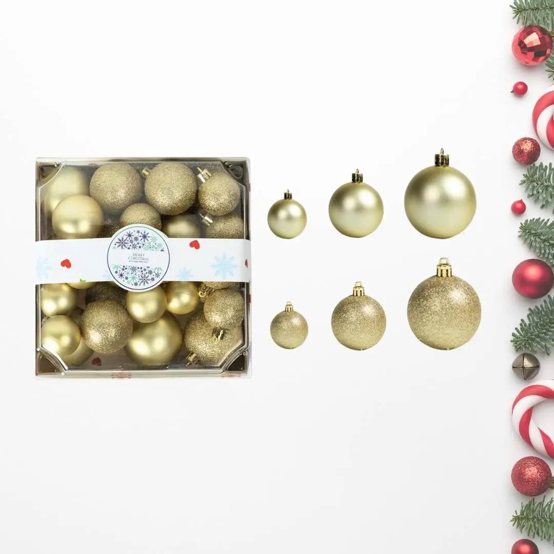 28pcs Set Gold Christmas Hanging Baubles Ornament (D41)-Speckled Space