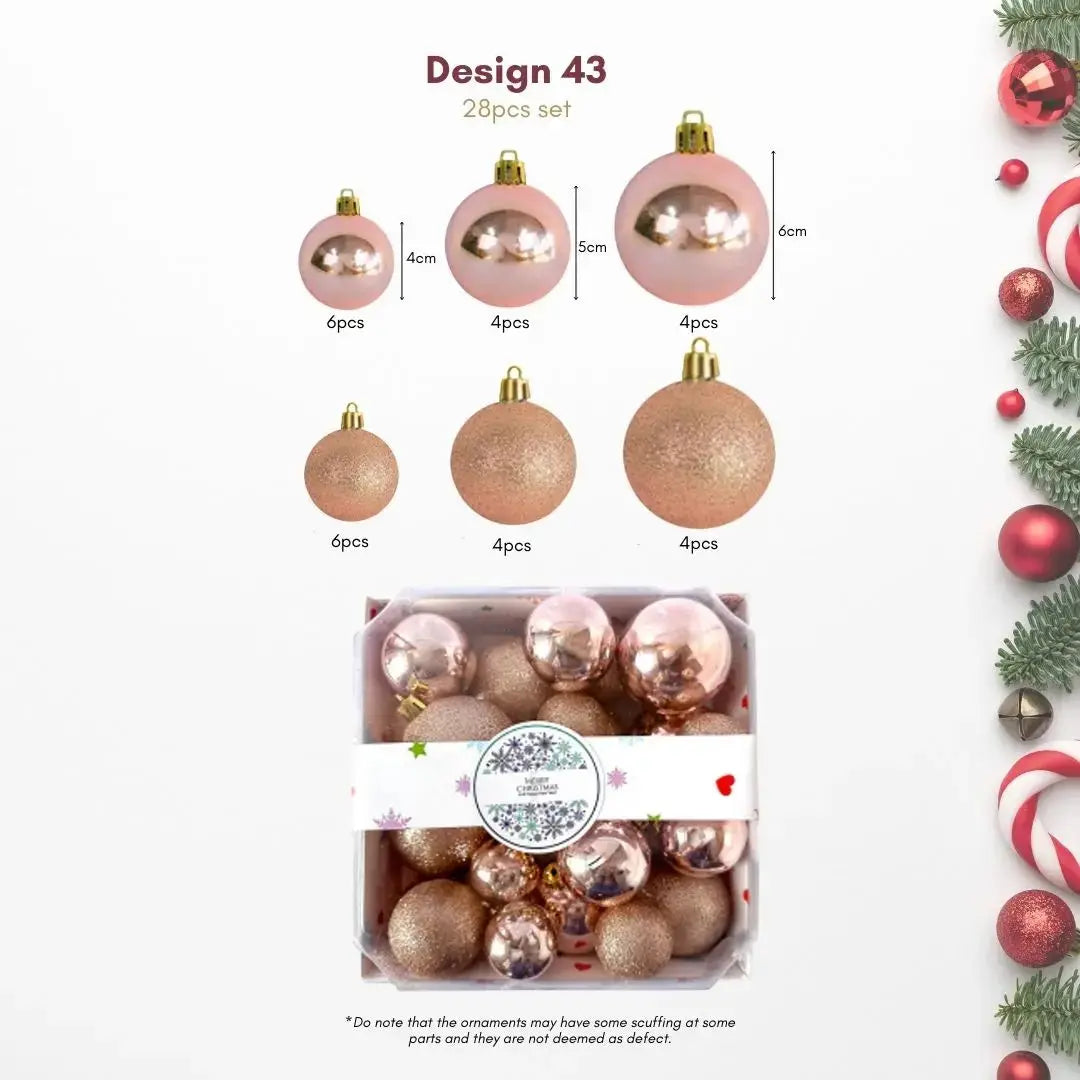 28pcs Set Rose Gold Christmas Hanging Baubles Ornament (D43)-Speckled Space