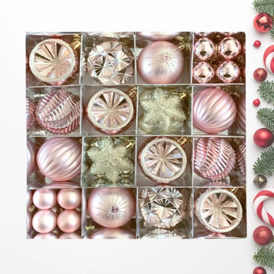 40pcs Set Rose Gold Christmas Hanging Baubles Ornament (D74)-Speckled Space