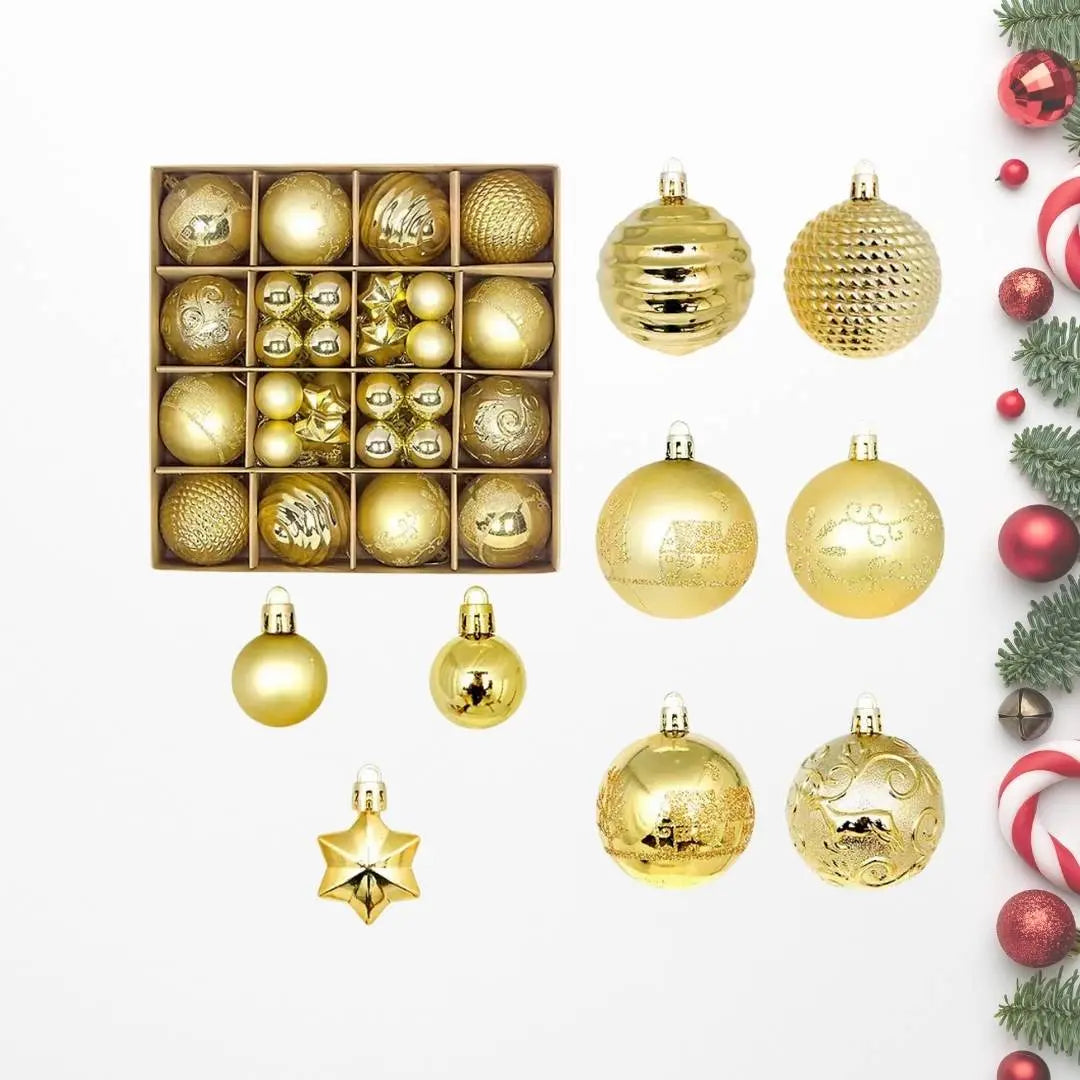44pcs Set Gold Christmas Hanging Baubles Ornament (D35)-Speckled Space