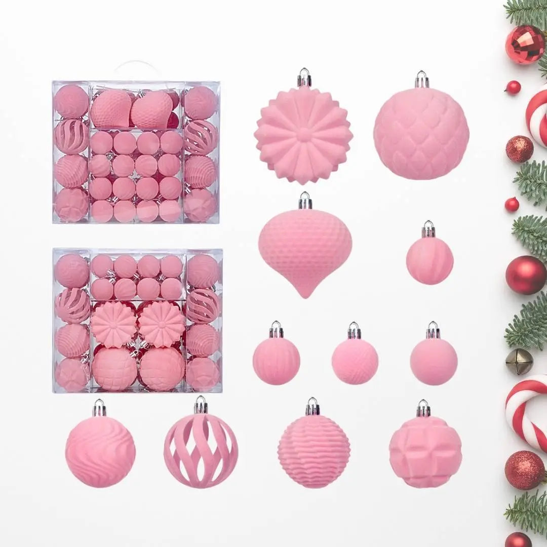48pcs Set Pink Christmas Hanging Baubles Ornament (D90)-Speckled Space