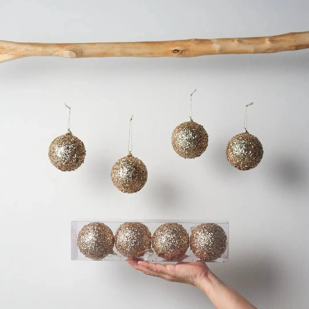 Rhine Gold 4pcs Christmas Hanging Baubles Ornament Design N-Speckled Space