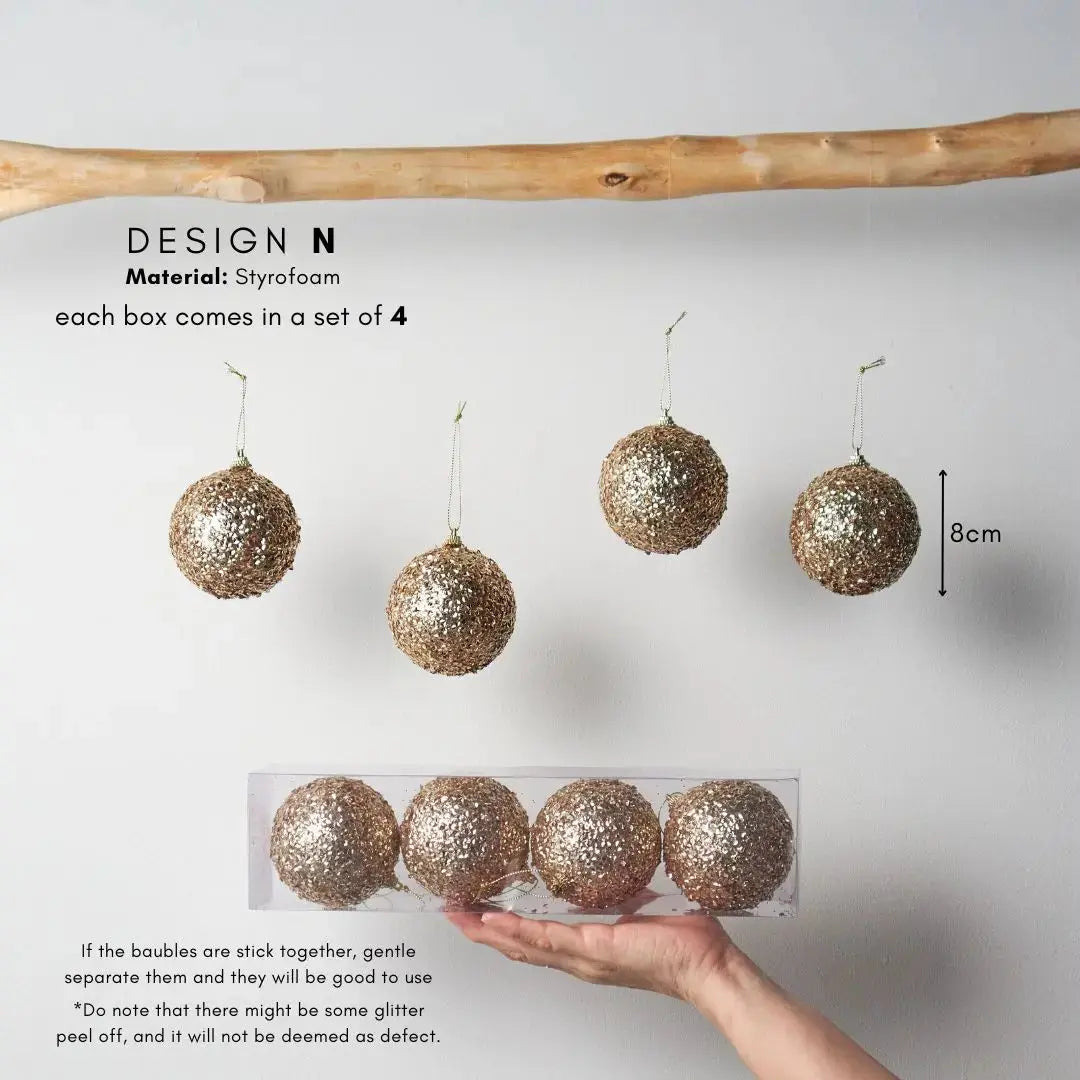 Rhine Gold 4pcs Christmas Hanging Baubles Ornament Design N-Speckled Space