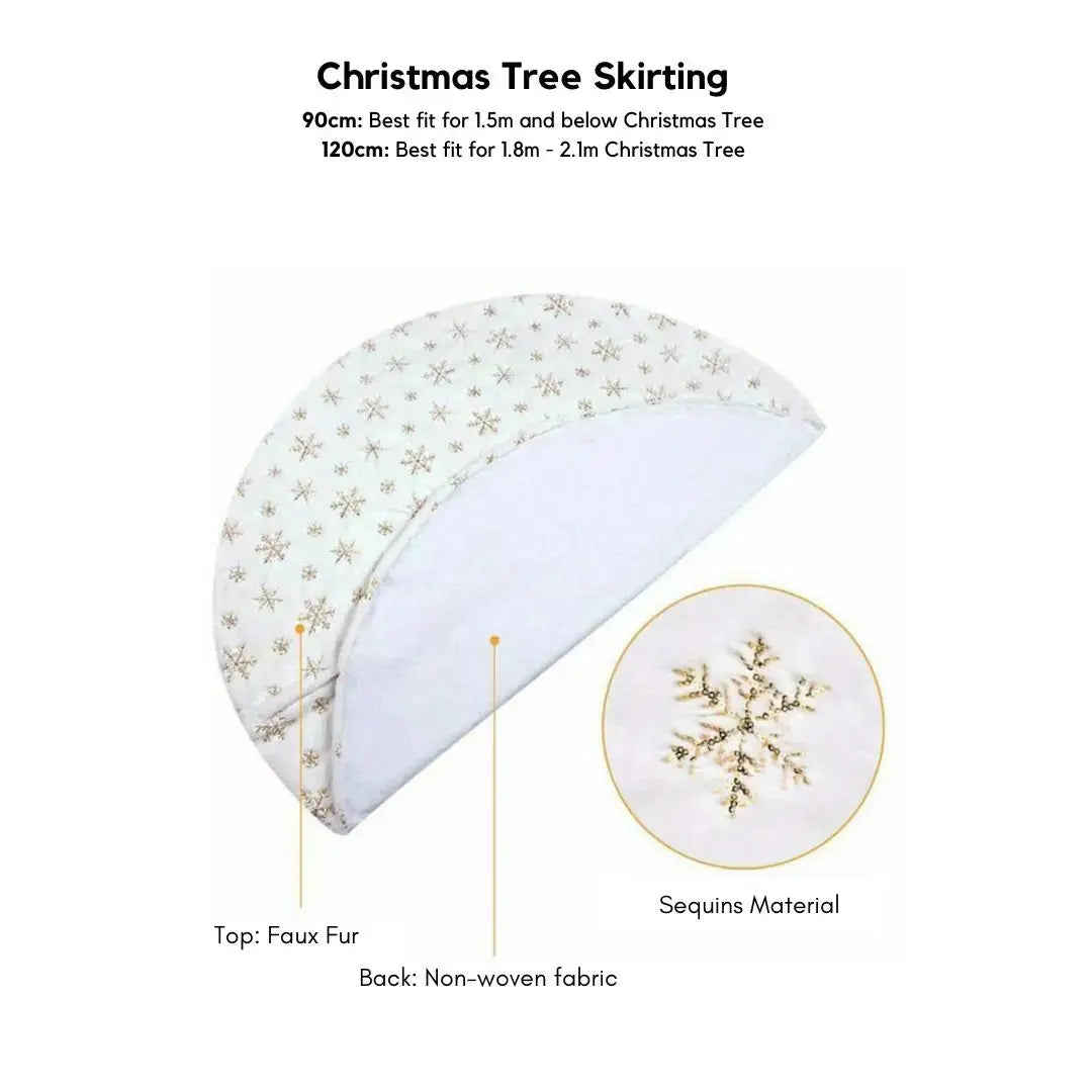 Gold Feather Christmas Tree Skirting-Speckled Space
