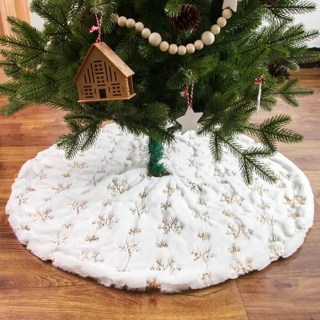 Gold Snow Christmas Tree Skirting-Speckled Space