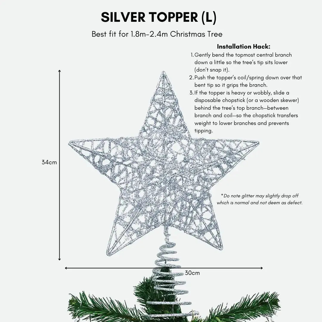 Silver Blinky Star Tree Topper My Store