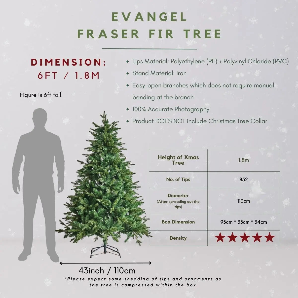 Evangel Fraser Fir Faux Christmas Tree-Speckled Space