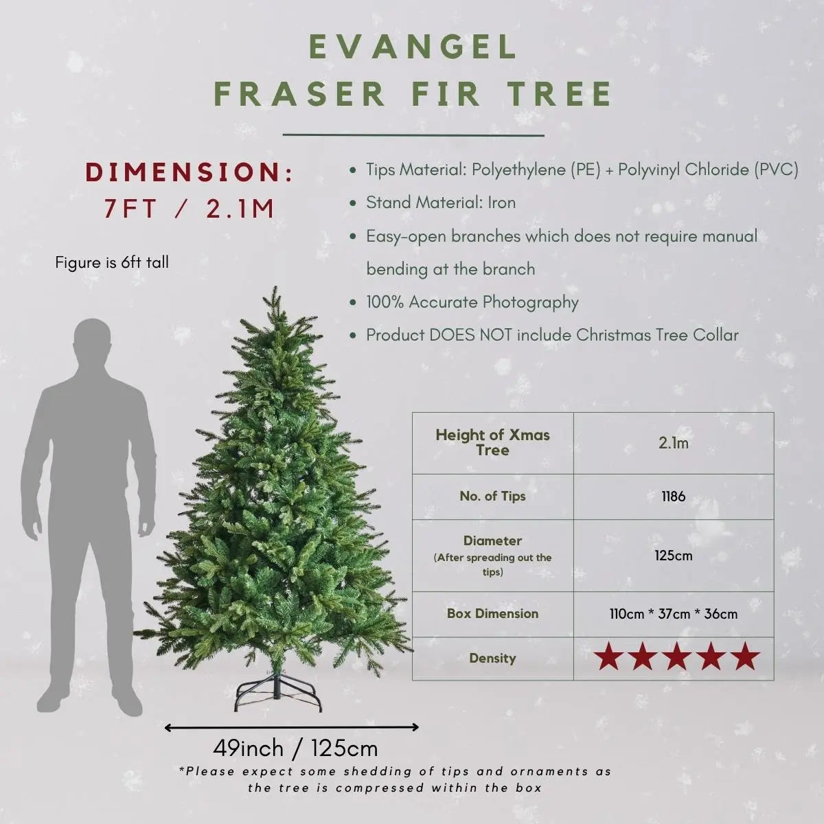 Evangel Fraser Fir Faux Christmas Tree-Speckled Space