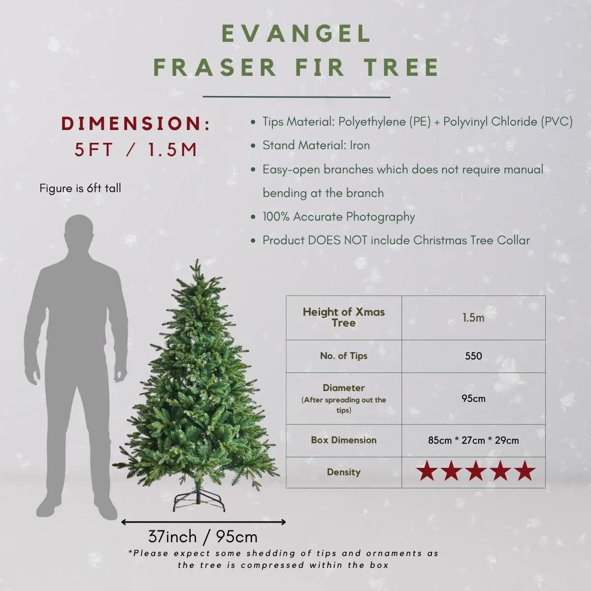 Evangel Fraser Fir Faux Christmas Tree-Speckled Space