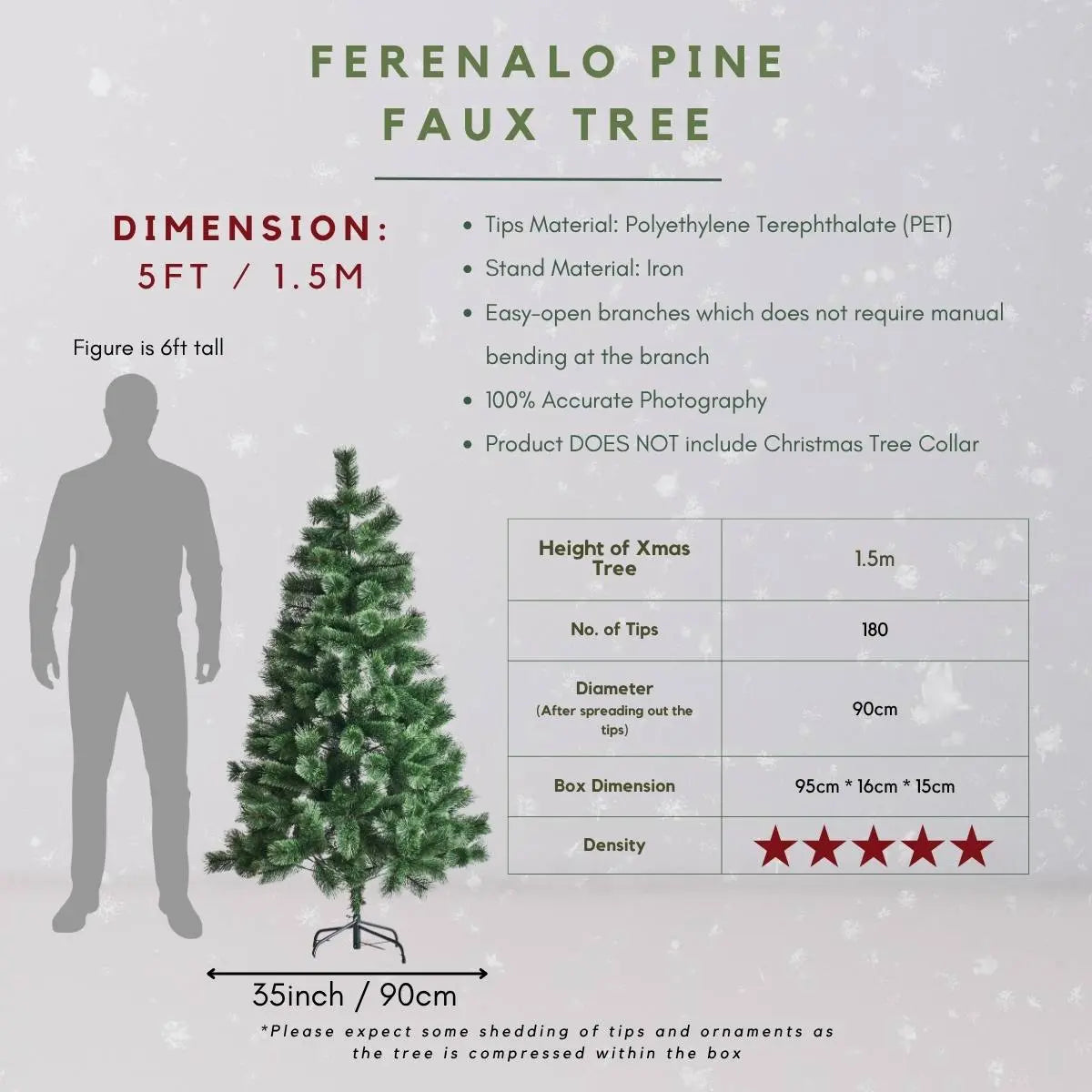 Ferenalo Pine Faux Christmas Tree-Speckled Space