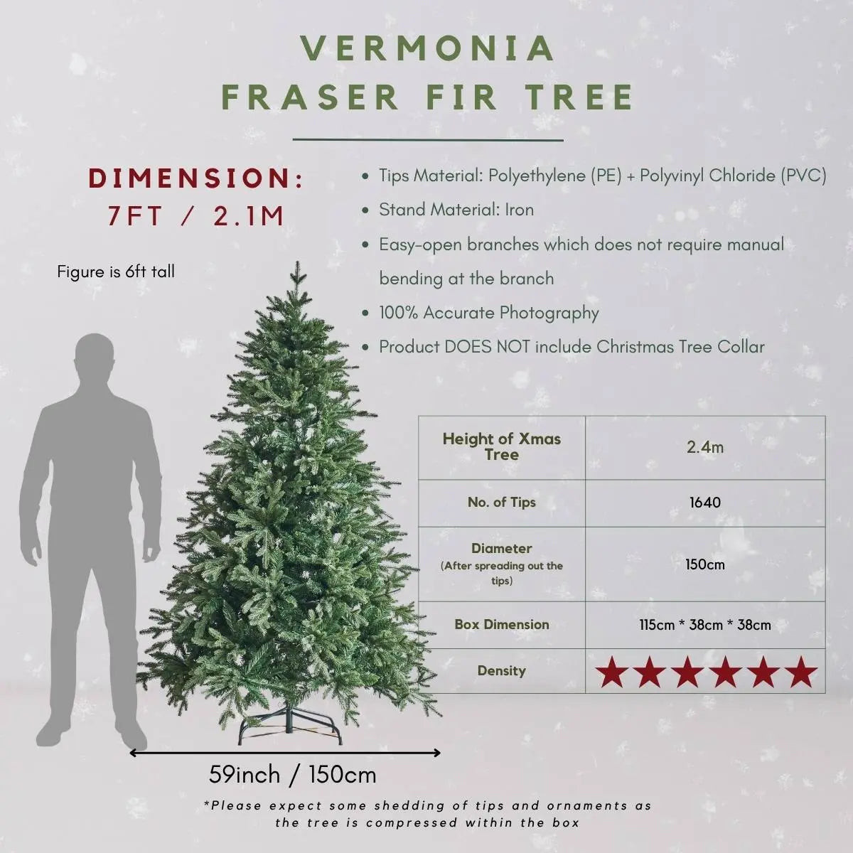 Vermonia Fraser Fir Faux Christmas Tree-Speckled Space