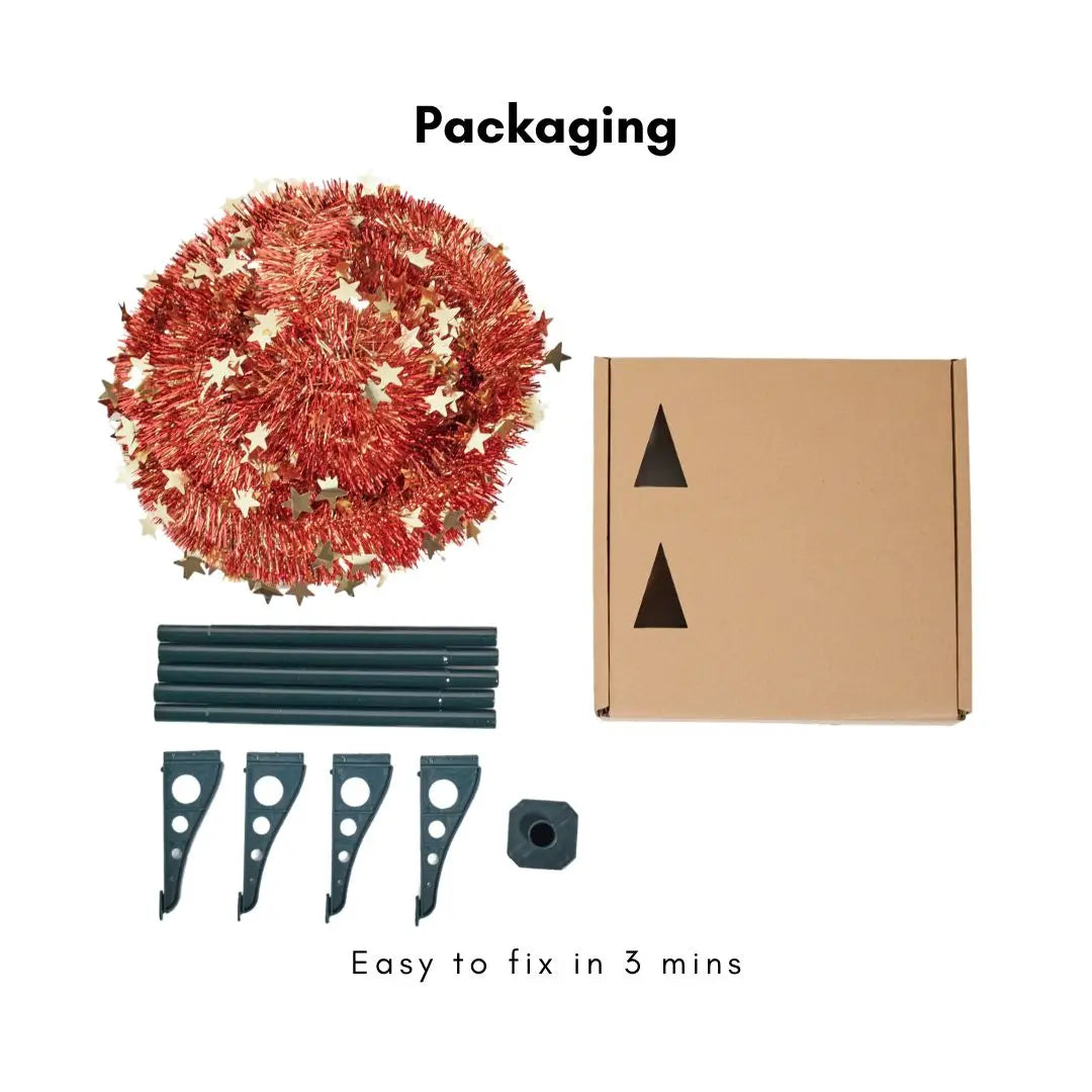 Reinox Red Tinsel Collapsible Christmas Tree-Speckled Space