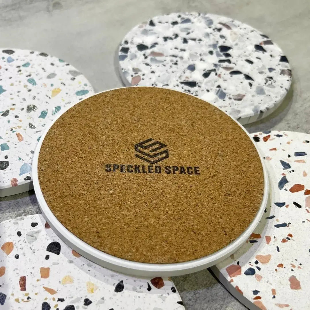 Diatomite Terrazzo & Marble Design Cup Coaster-Speckled Space