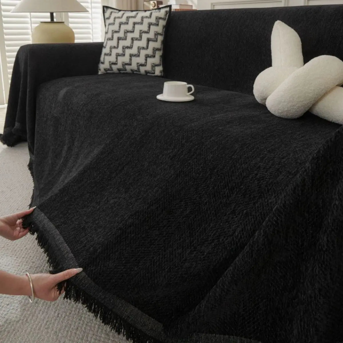 Rimoa Black Sofa Throw Cover My Store