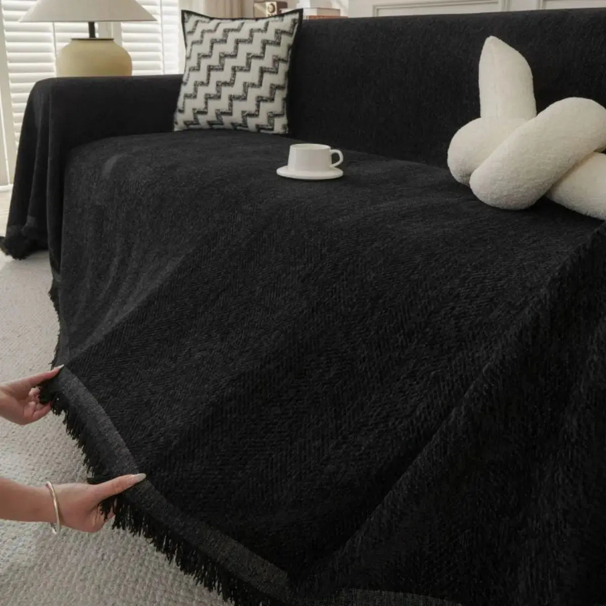 Rimoa Black Sofa Throw Cover My Store