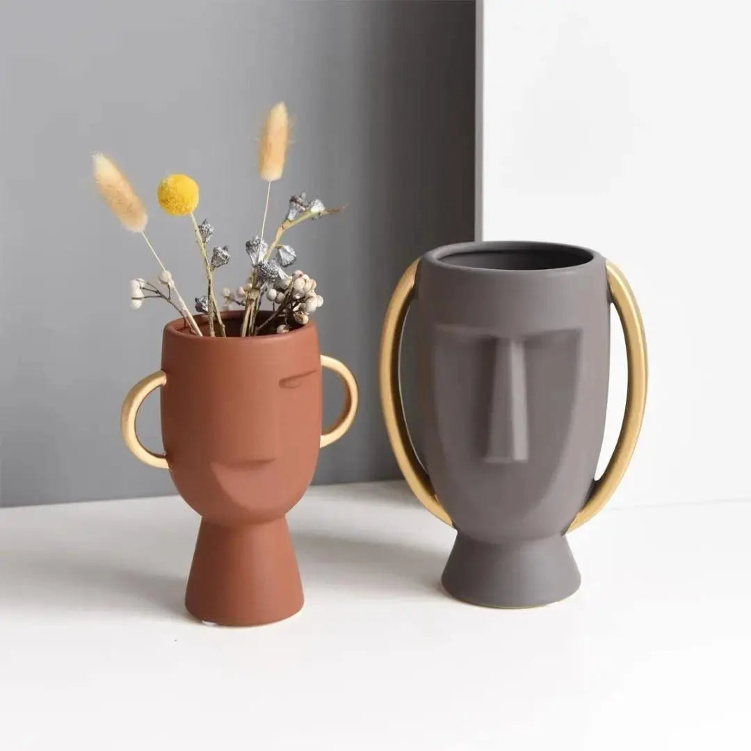 Roopa Head Planter Ceramic Vase-Speckled Space