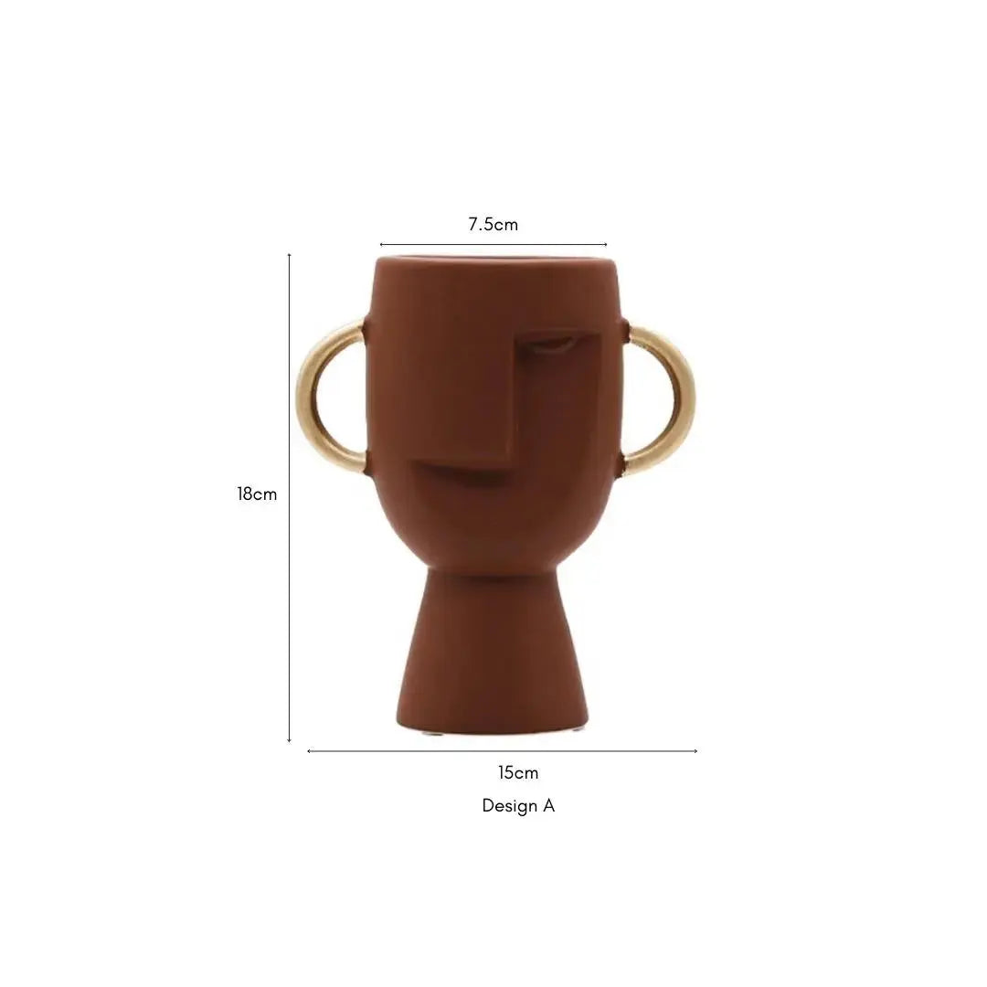 Roopa Head Planter Ceramic Vase-Speckled Space