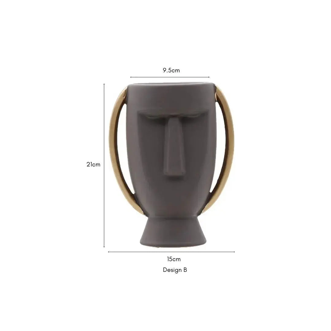 Roopa Head Planter Ceramic Vase-Speckled Space