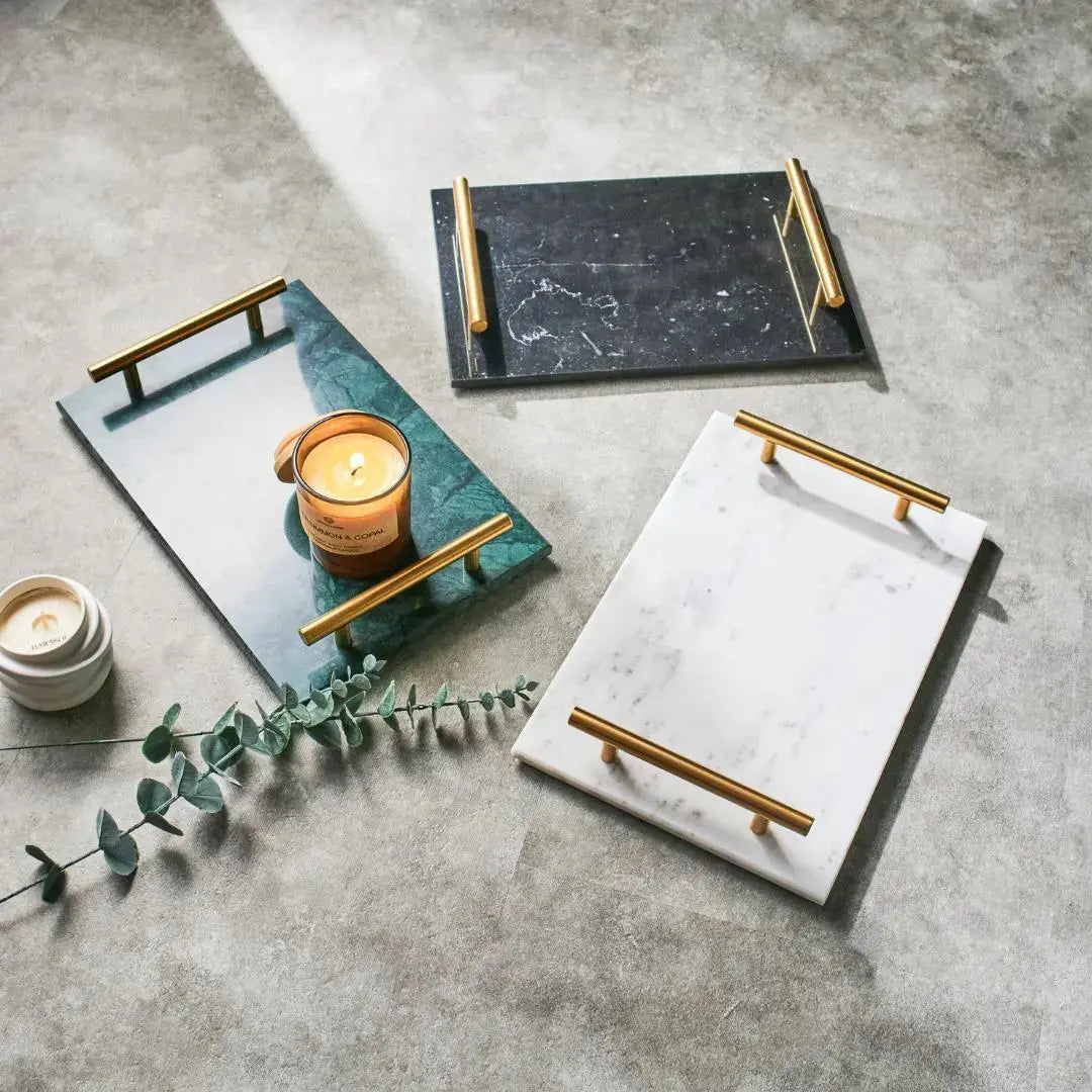 Peta Marble Decorative Serving Tray-Speckled Space