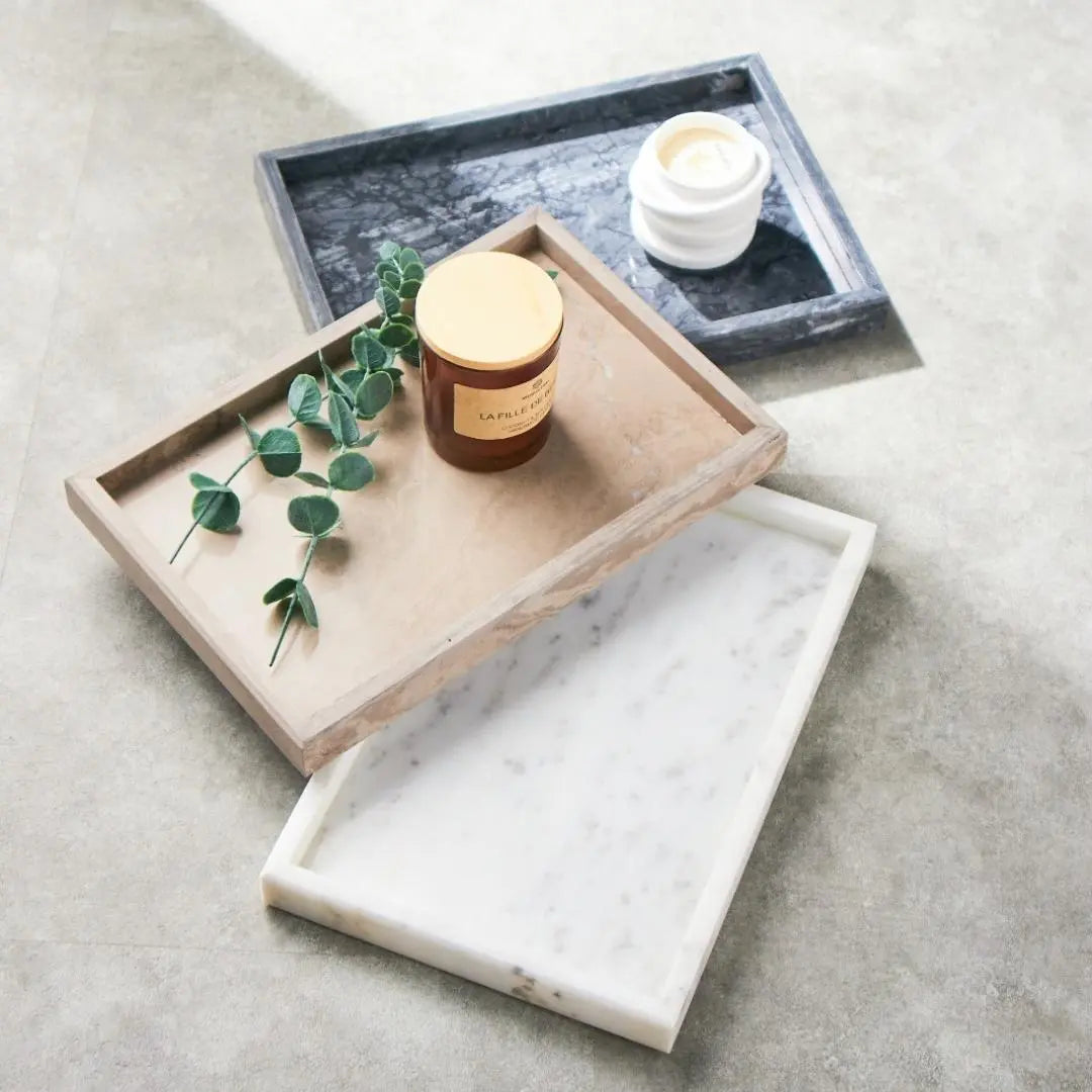 Peta Marble Decorative Serving Tray-Speckled Space