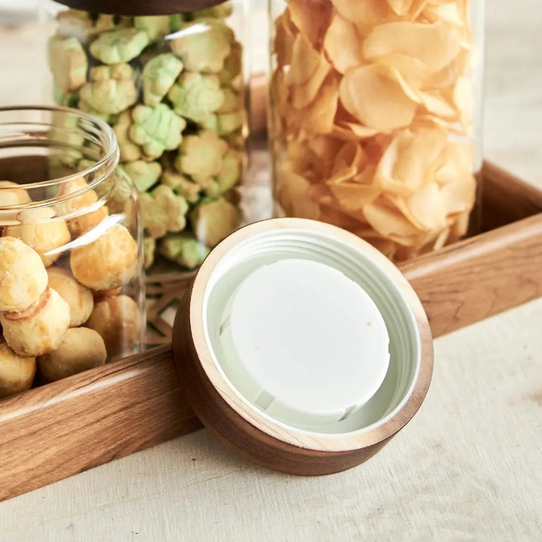 Tatler Acacia Wood Glass Canister-Speckled Space