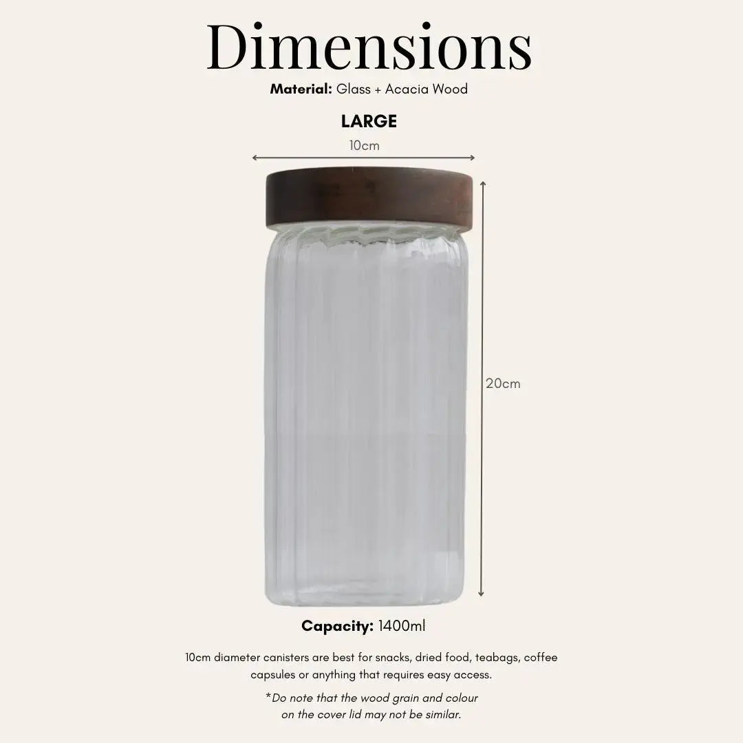 Harper Acacia Wood Glass Canister-Speckled Space