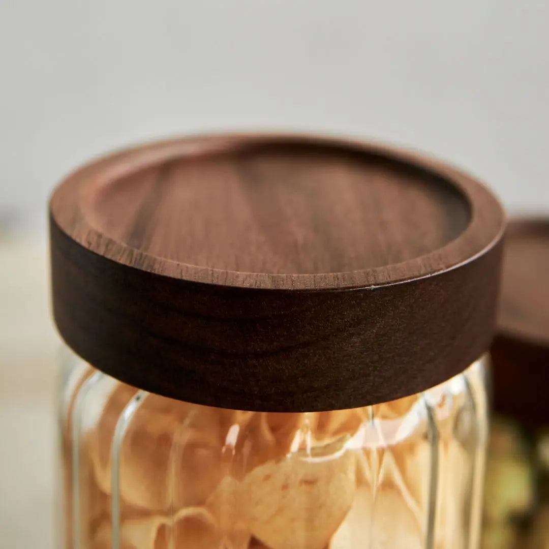 Harper Acacia Wood Glass Canister-Speckled Space