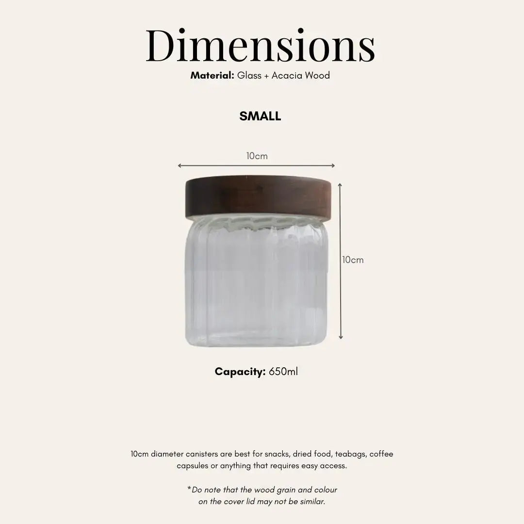 Harper Acacia Wood Glass Canister-Speckled Space