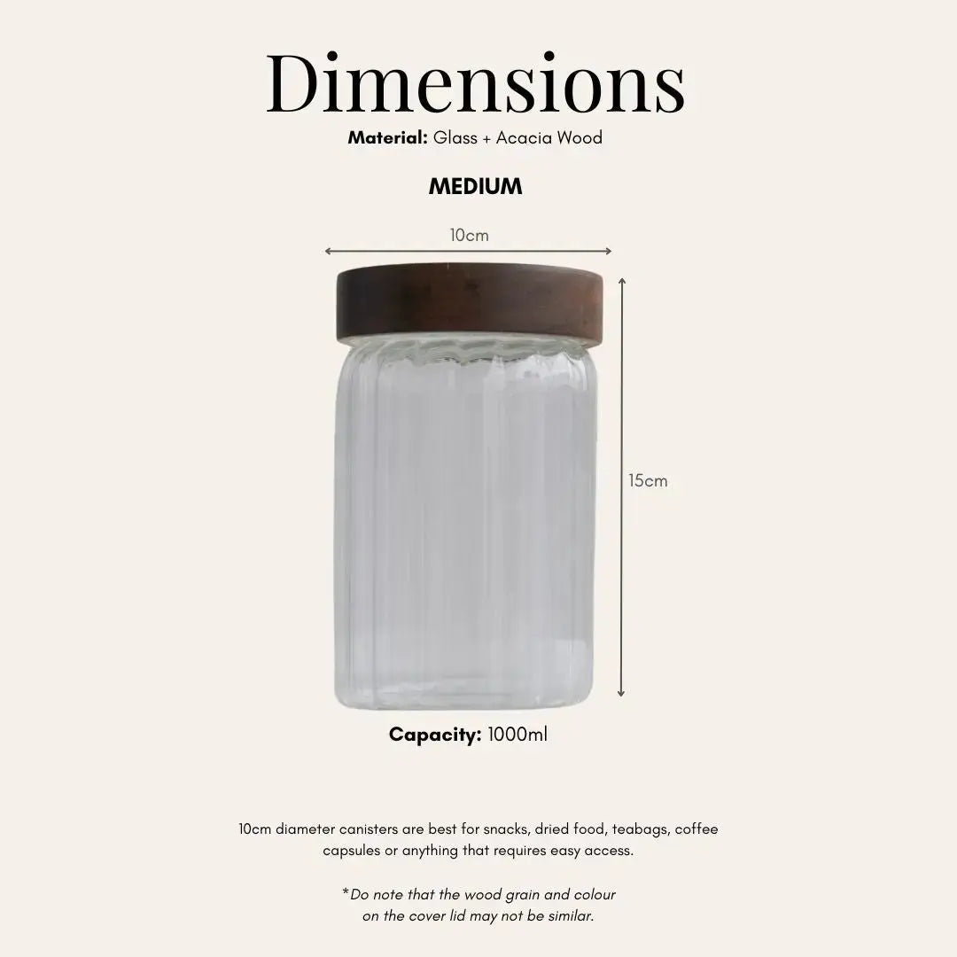 Harper Acacia Wood Glass Canister-Speckled Space