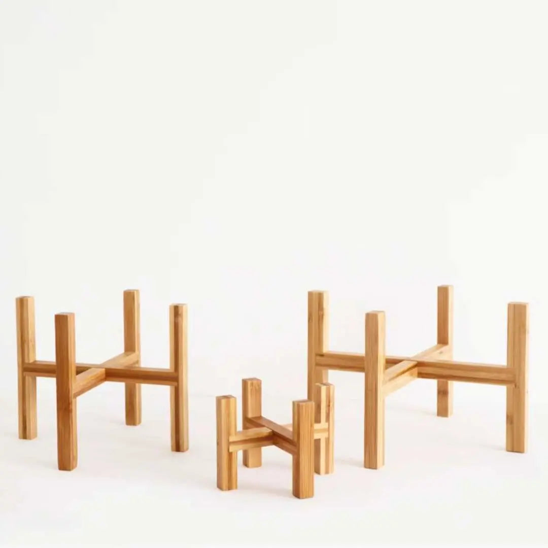 Flower Pots Elevated Wooden Stand-Speckled Space