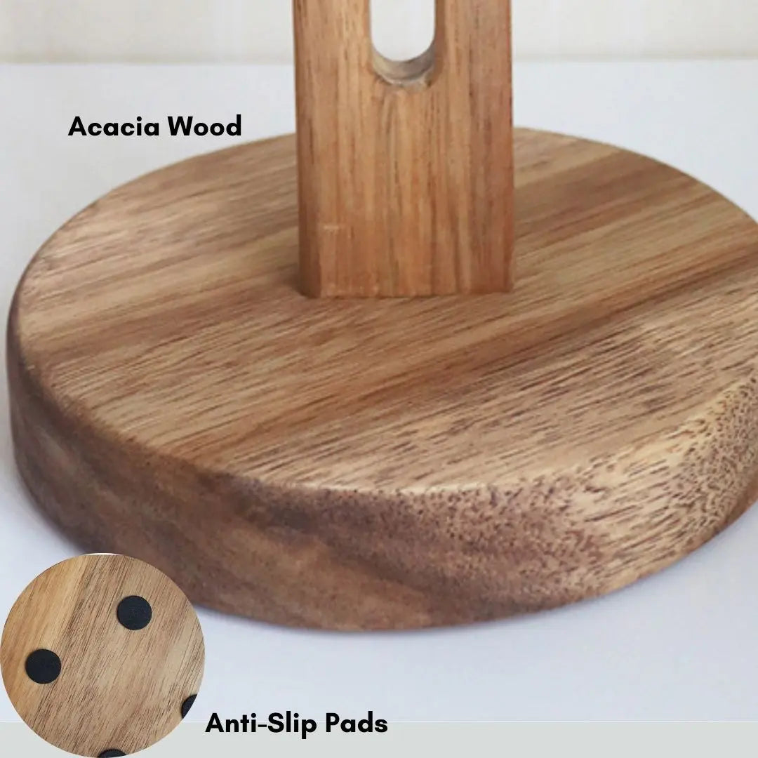 Kheil Acacia Wood Kitchen Towel Stand-Speckled Space