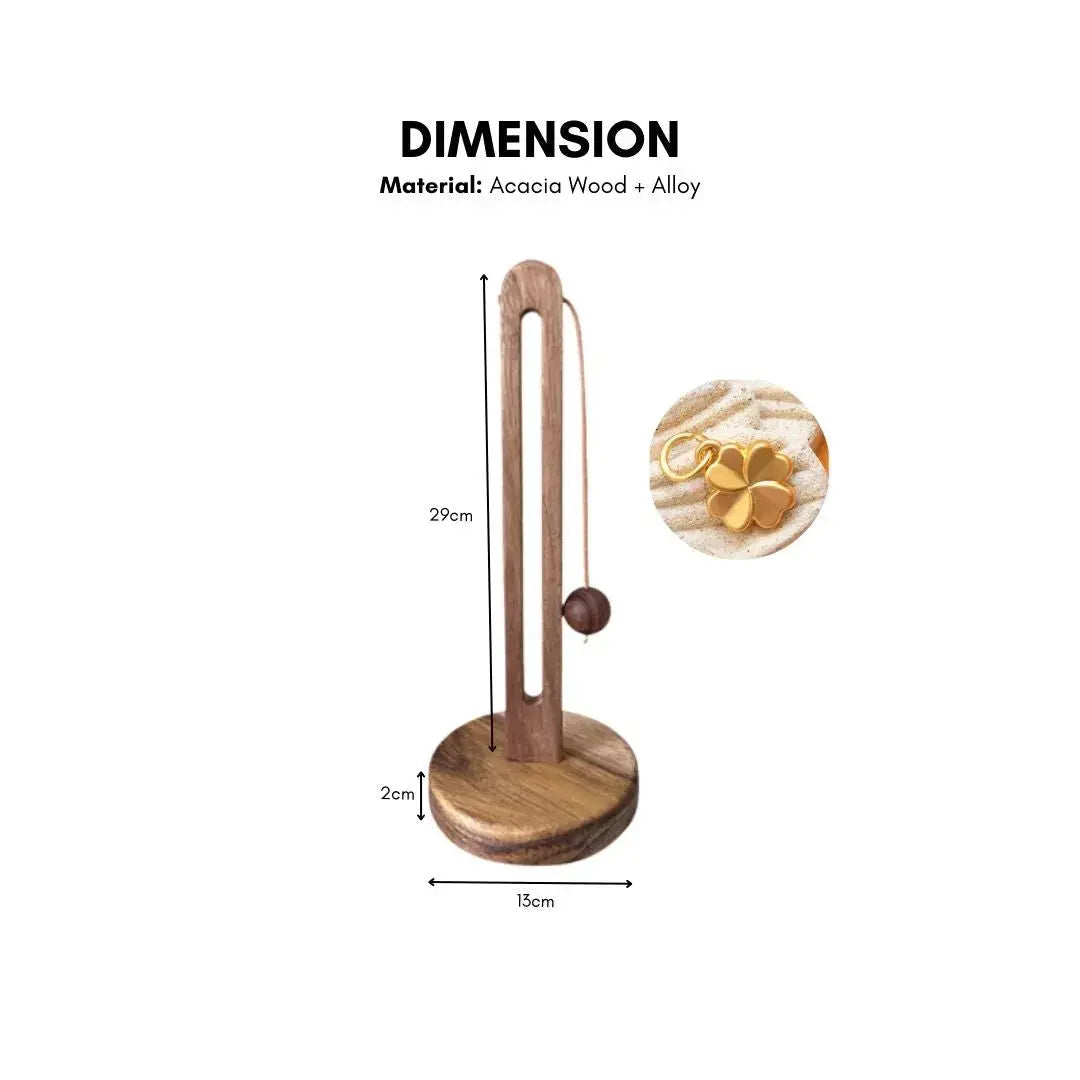 Kheil Acacia Wood Kitchen Towel Stand-Speckled Space