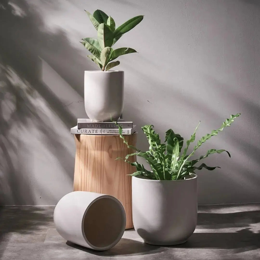 Modern Ceramic Plain Coloured Flower Pot-Speckled Space
