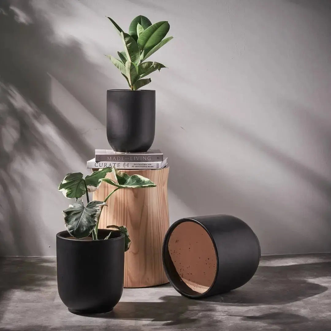 Modern Ceramic Plain Coloured Flower Pot-Speckled Space