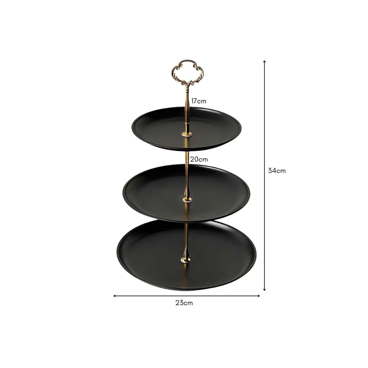 Berinalo Black Stainless Steel 3 Tier Dessert Tray Stand My Store