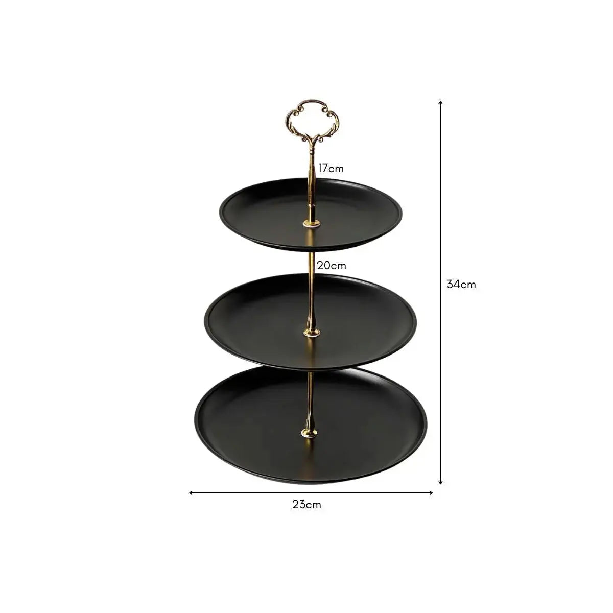 Berinalo Black Stainless Steel 3 Tier Dessert Tray Stand My Store