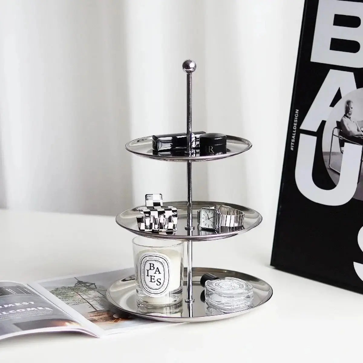 Selina Stainless Steel 3 Tier Dessert Tray Stand My Store