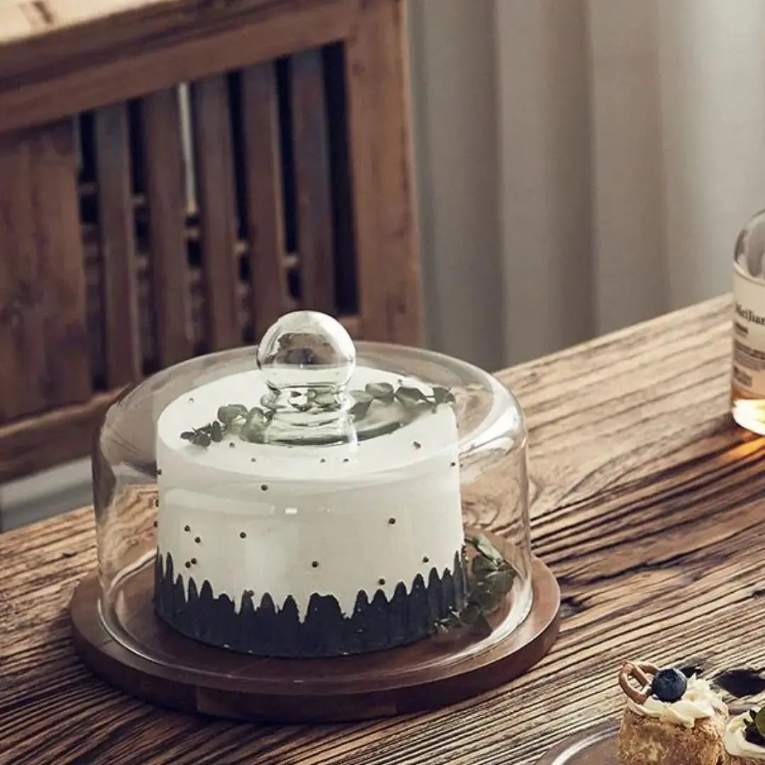 Whitney Cake Serving Tray with Dome Glass Lid-Speckled Space