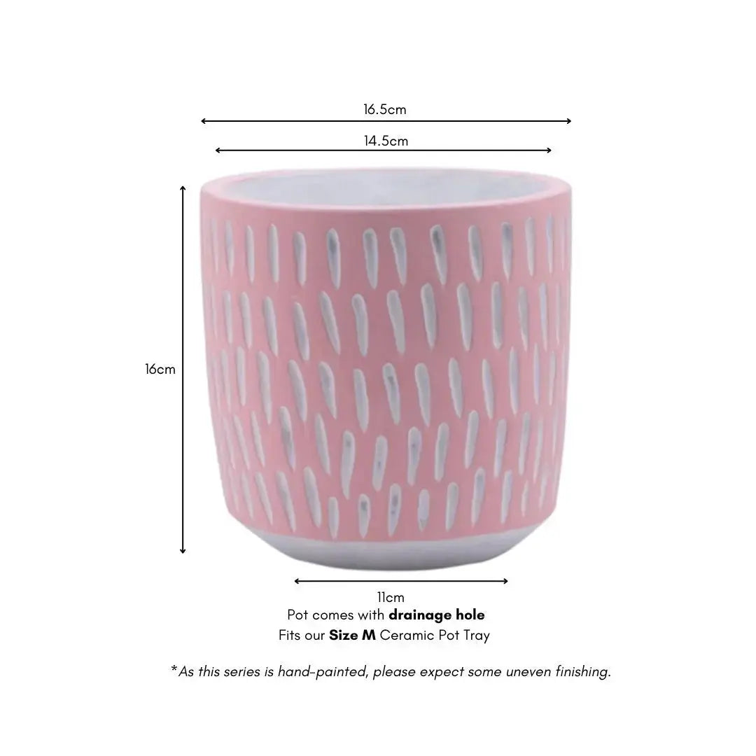 Pinke Pink Pastel Concrete Flower Pot-Speckled Space