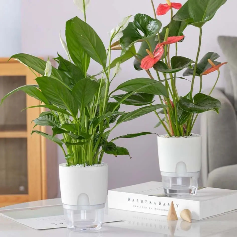 Self-Watering Basic Plastic Flower Pots-Speckled Space