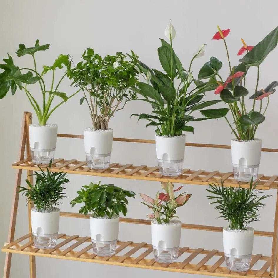 Self-Watering Basic Plastic Flower Pots-Speckled Space