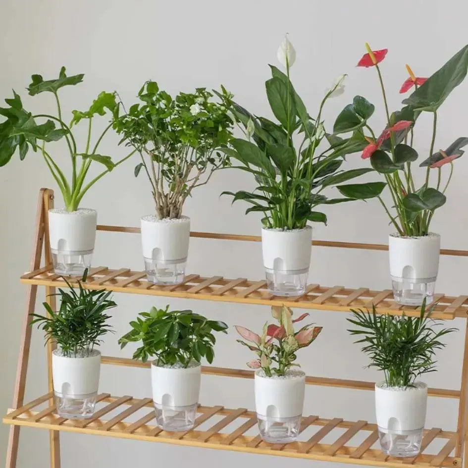 Self-Watering Basic Plastic Flower Pots-Speckled Space
