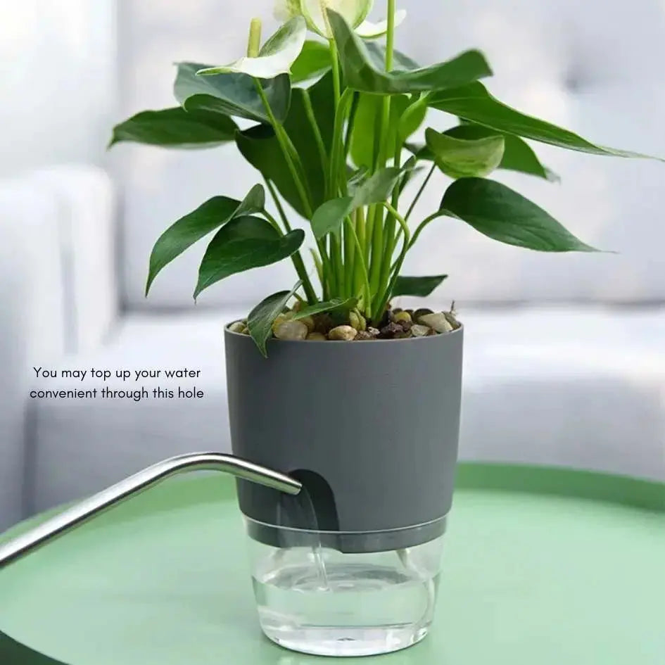 Self-Watering Basic Plastic Flower Pots-Speckled Space