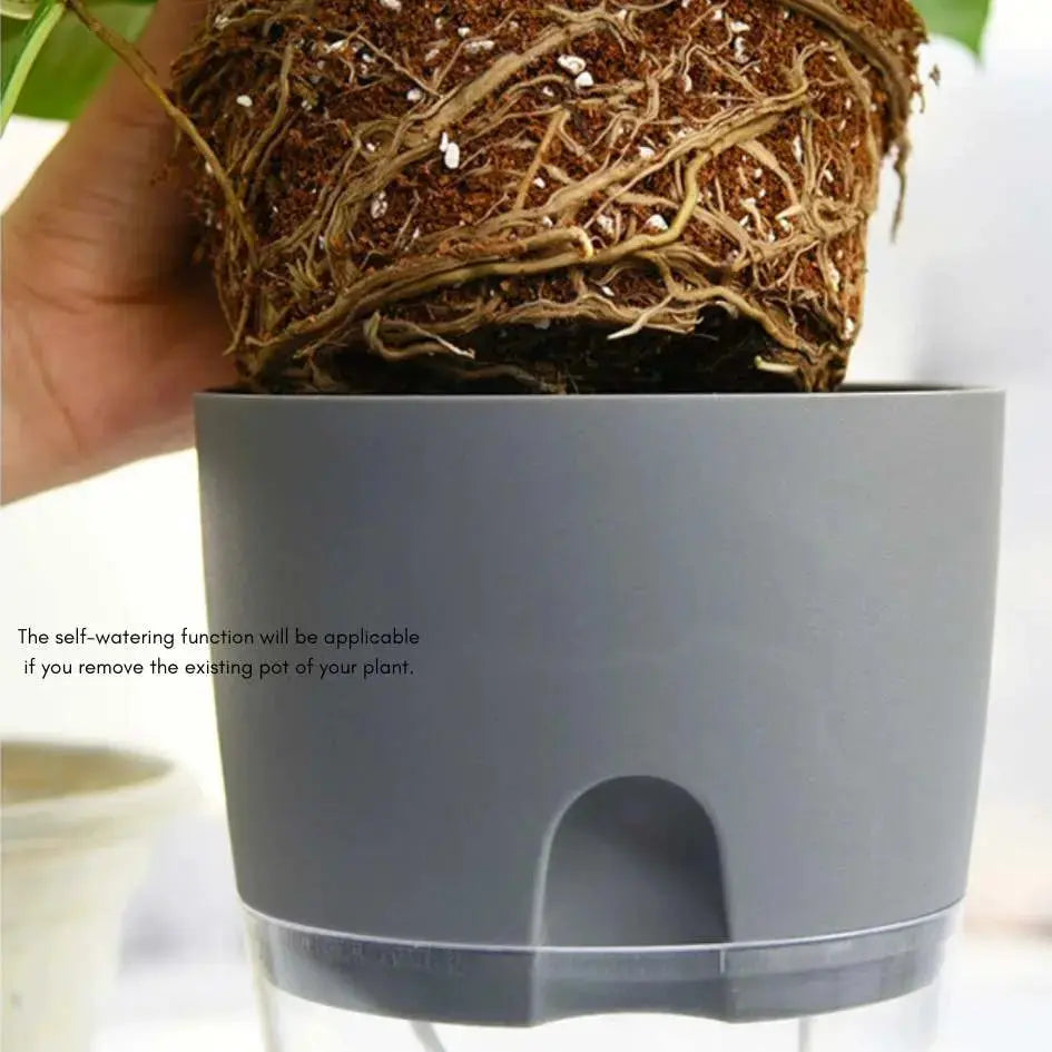 Self-Watering Basic Plastic Flower Pots-Speckled Space