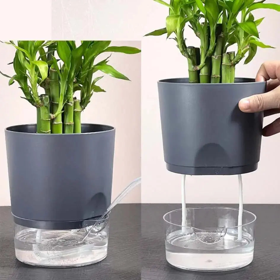 Self-Watering Basic Plastic Flower Pots-Speckled Space