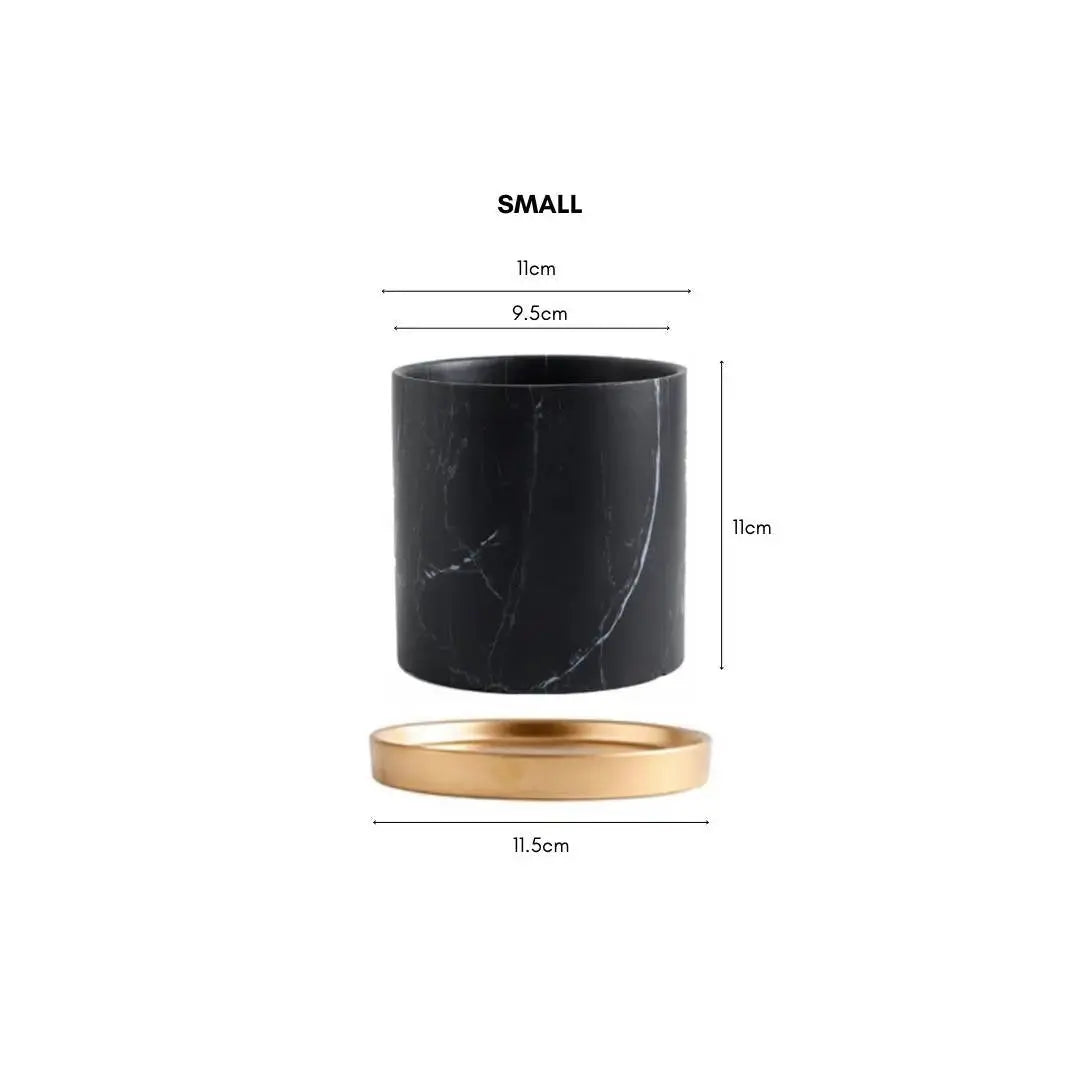 Bowie Black Marble Ceramic Flower Pot-Speckled Space