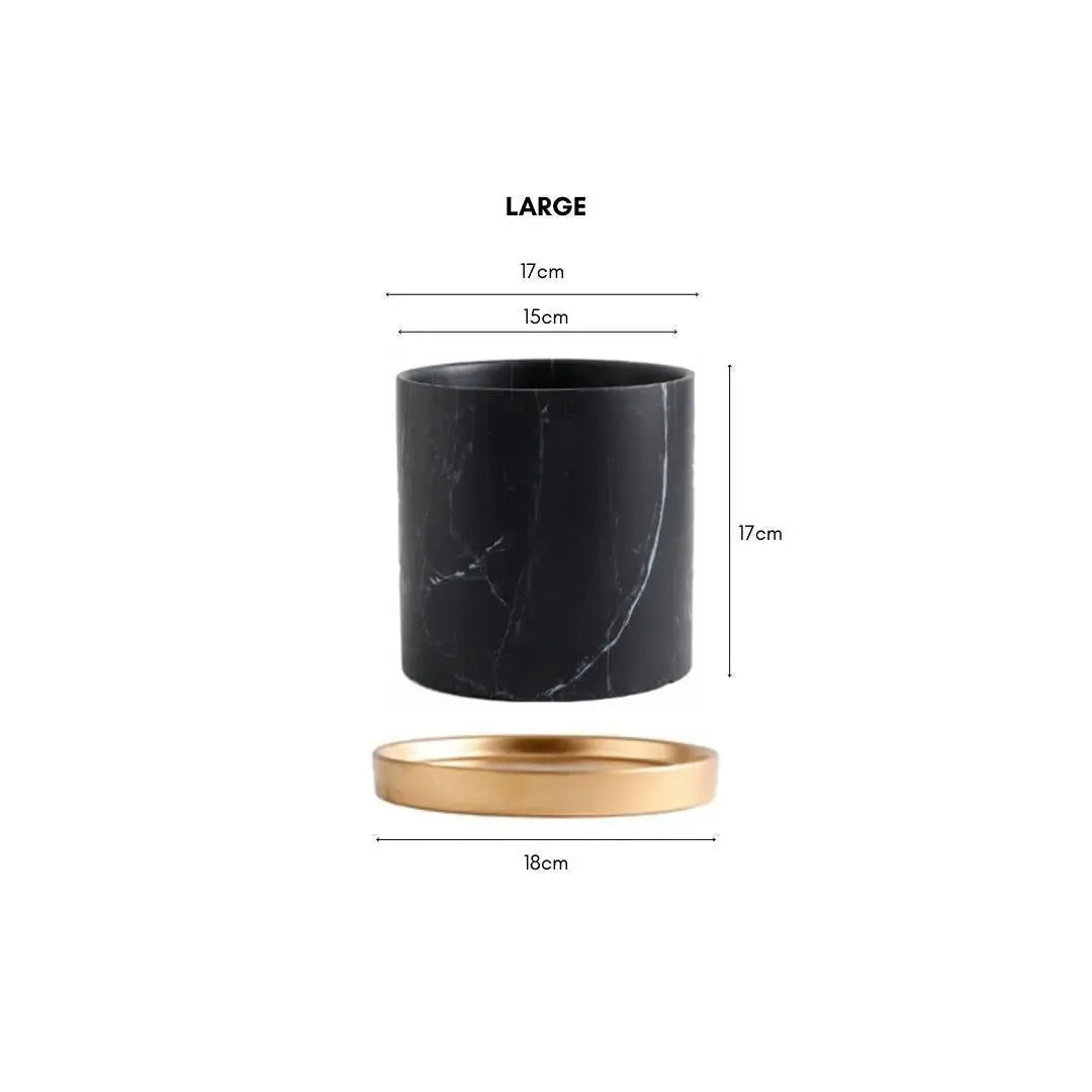 Bowie Black Marble Ceramic Flower Pot-Speckled Space
